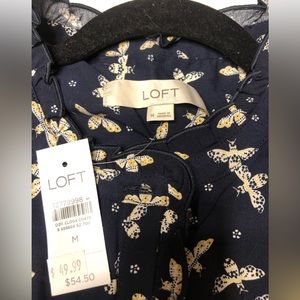 Loft Sleeveless Bumble Bee print blouse